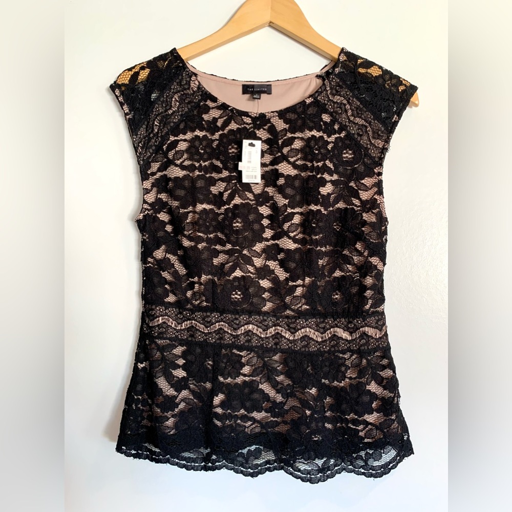 The Limited Size Small Black lace overlay sleeveless top